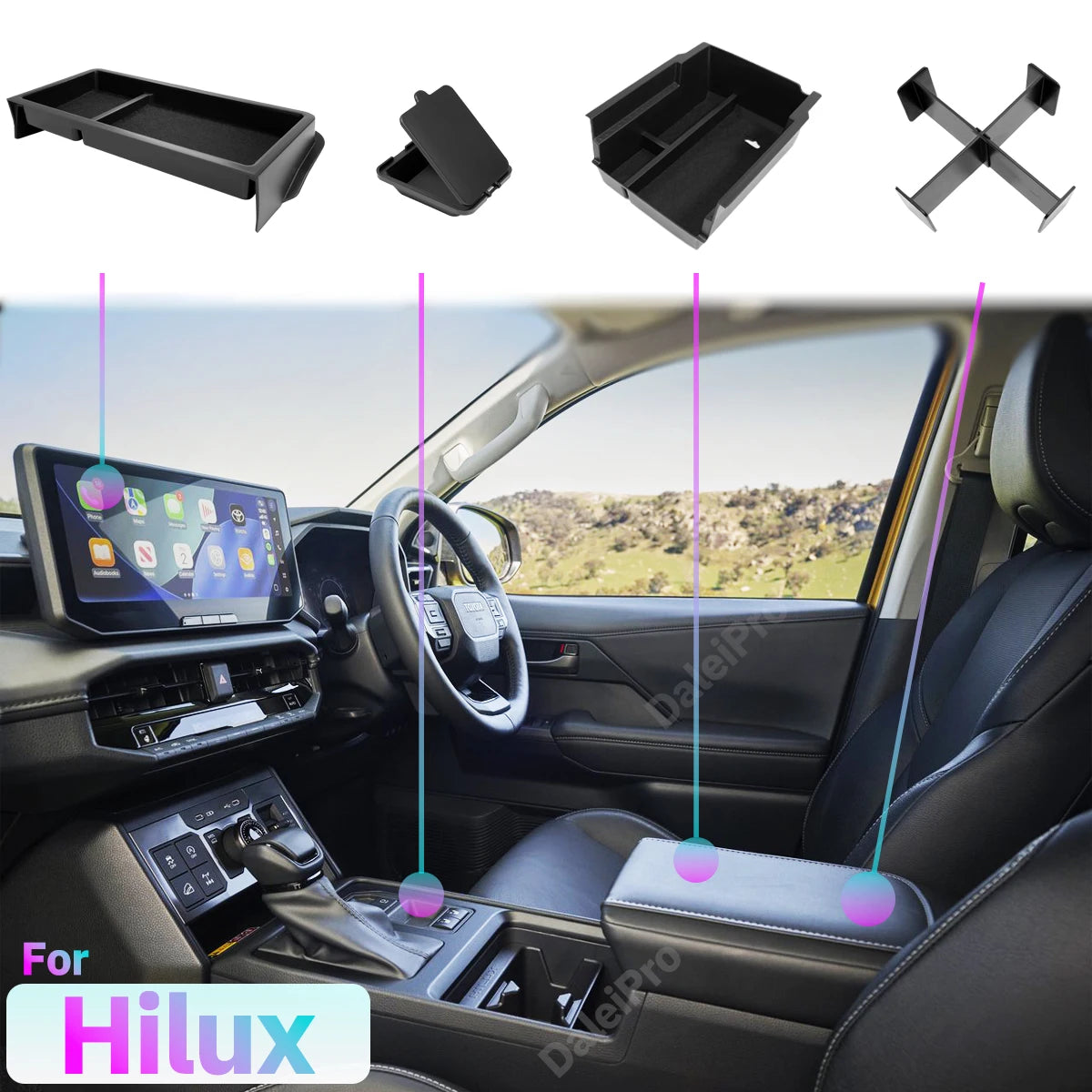 Suitable for Toyota Hilux 2026-2027 Center Console Storage Box - Easy Clean Armrest Organizer & Space Expander Accessory