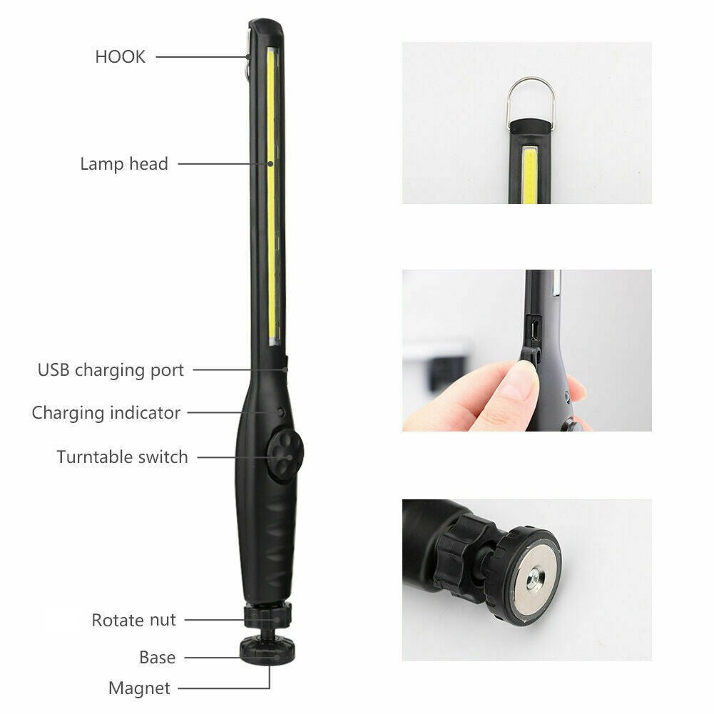 USB Rechargeable Torch LED Strip Work Light 60000LM With Charging Cable