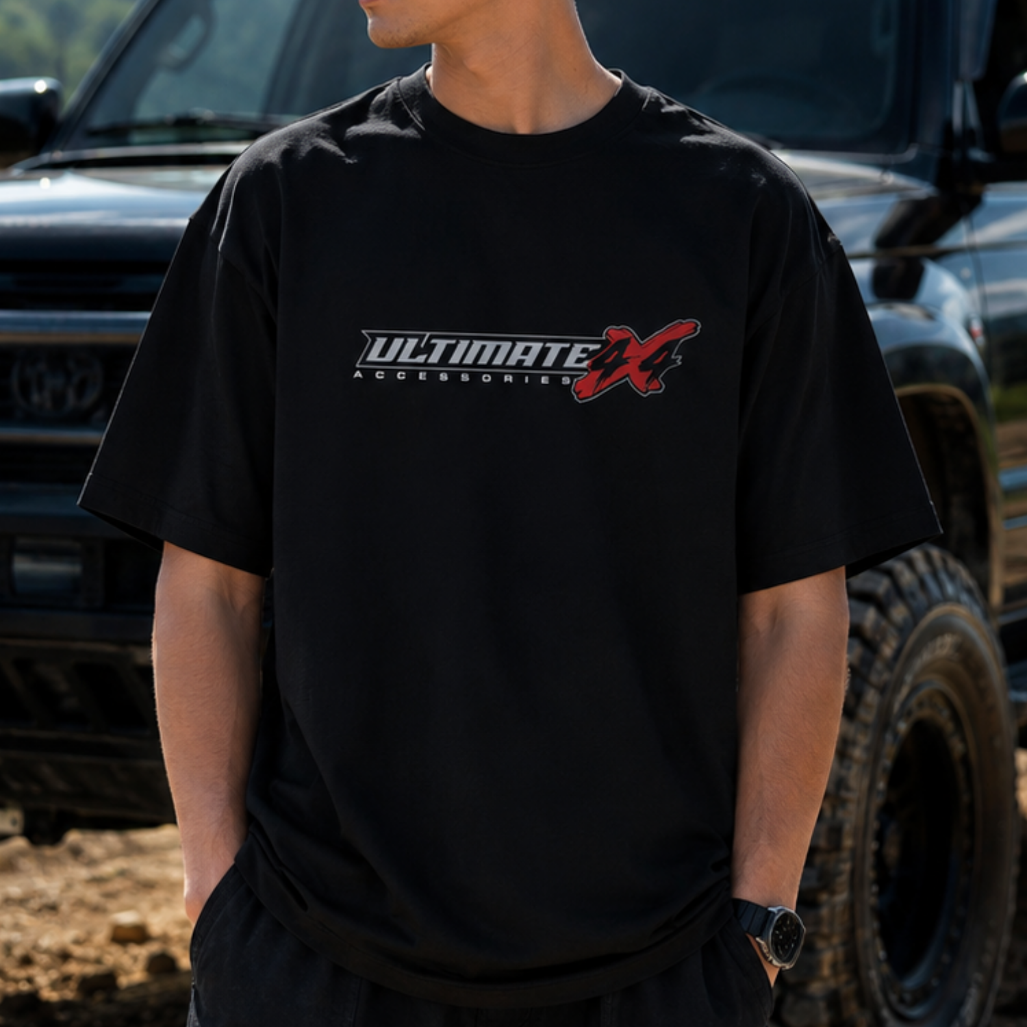 Ultimate X Accessories 4x4 Graphic Tee – Oversized Fit Black Shirt