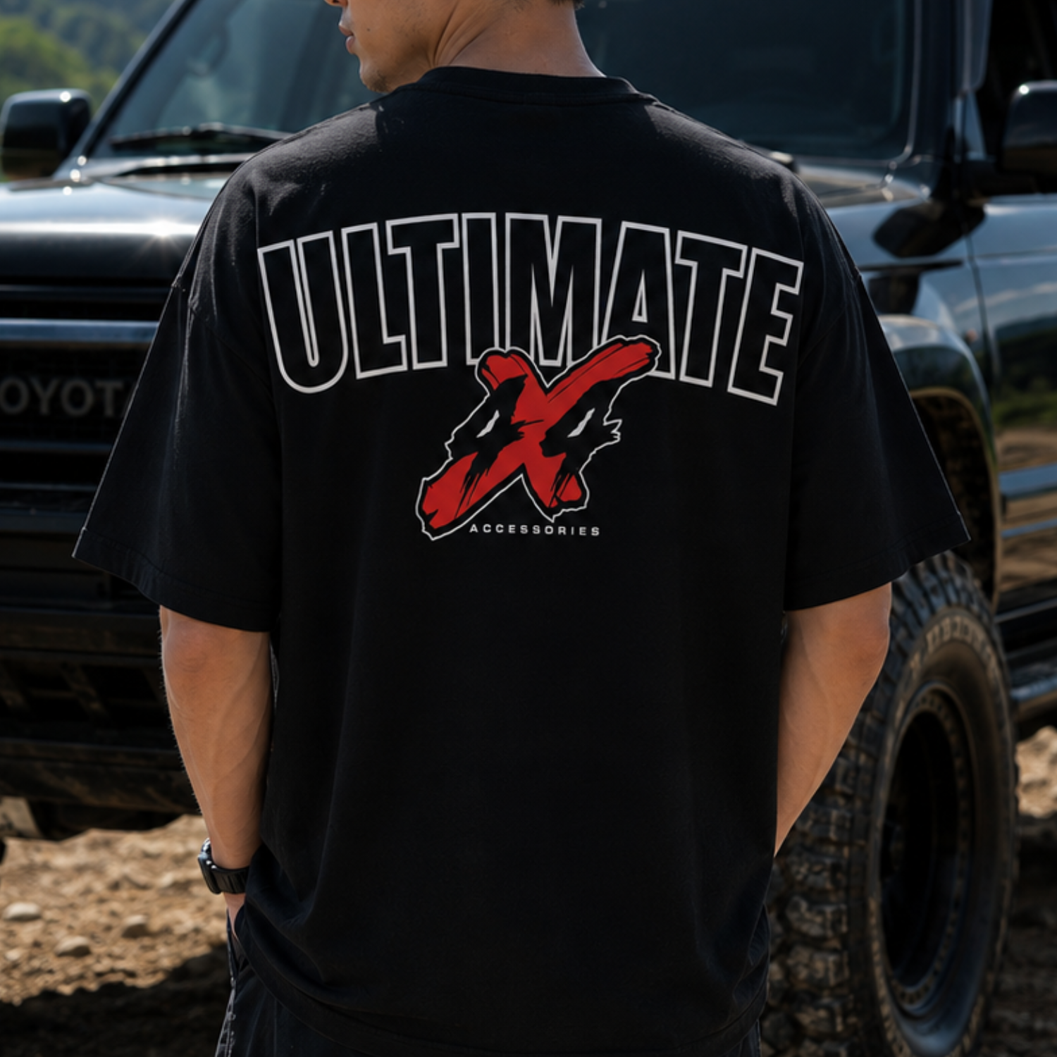 Ultimate X Accessories 4x4 Graphic Tee – Oversized Fit Black Shirt