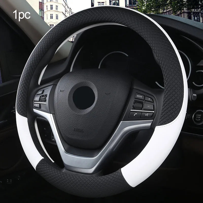 Universal Car Steering Wheel Cover 37-38cm Breathable Leather Anti-Slip Protector