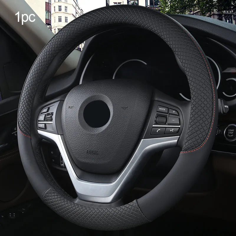 Universal Car Steering Wheel Cover 37-38cm Breathable Leather Anti-Slip Protector