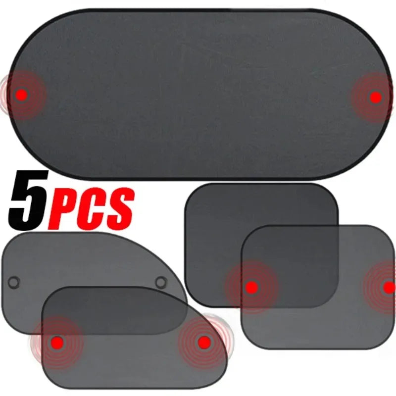 Car Window Sunshade UV Protection Mesh Cover Front Rear Side Curtain Black 1-5PCS