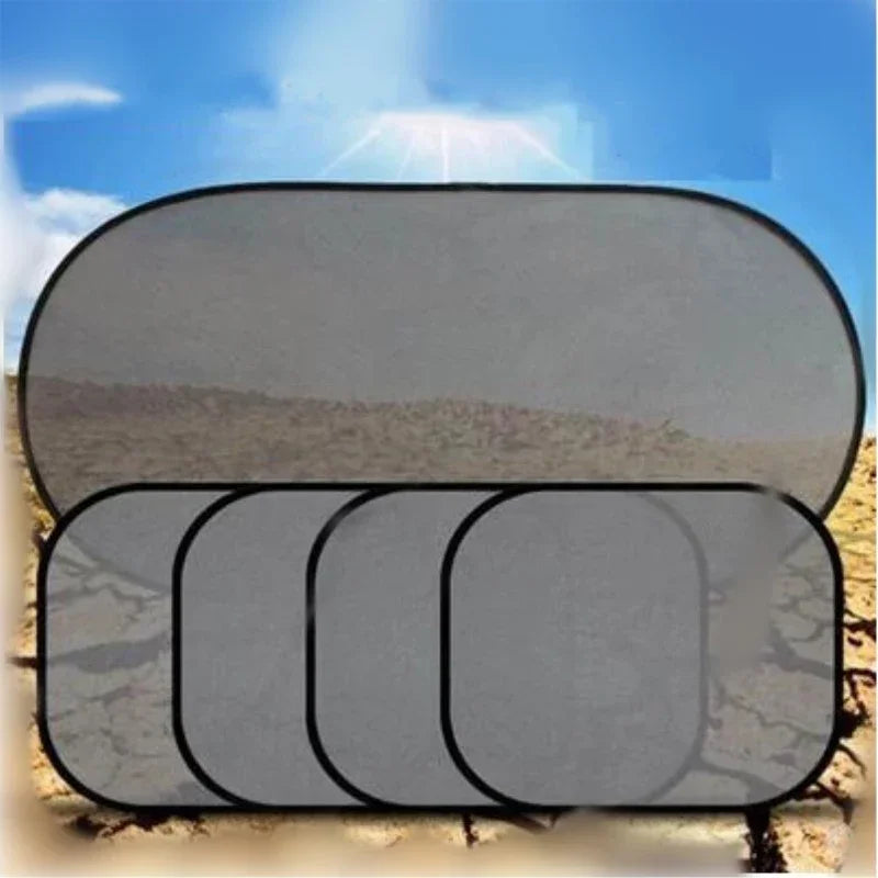 Car Window Sunshade UV Protection Mesh Cover Front Rear Side Curtain Black 1-5PCS