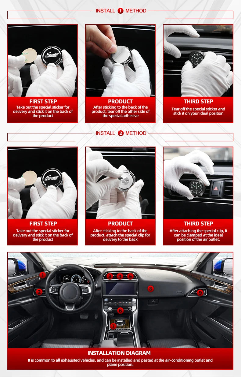 Car Clock Luminous Automobiles Internal Stick-On Mini Digital Watch Mechanics Quartz Clocks Auto Ornament Car Accessories Gifts