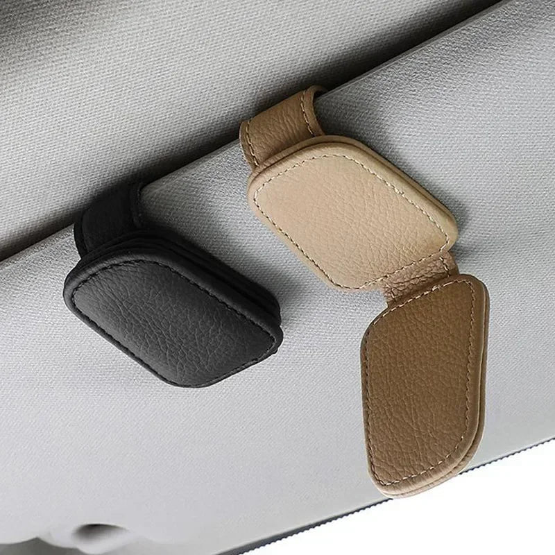 Magnetic Leather Car Sunglasses Holder Clip Sun Visor Organizer with Ticket Storage Eye-catching Glasses Case