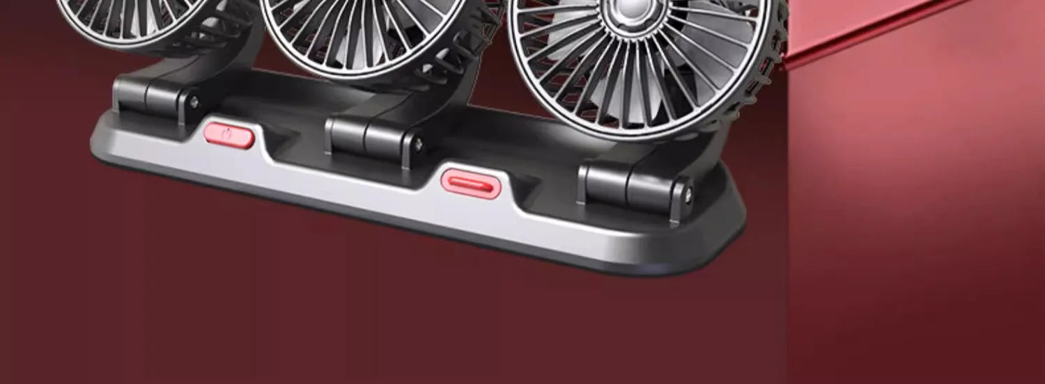 3-Head 360° Adjustable Car Fan – Dual-Speed Silent Electric Fan, USB/12V/24V, for Car, Home, Office & Desk Use
