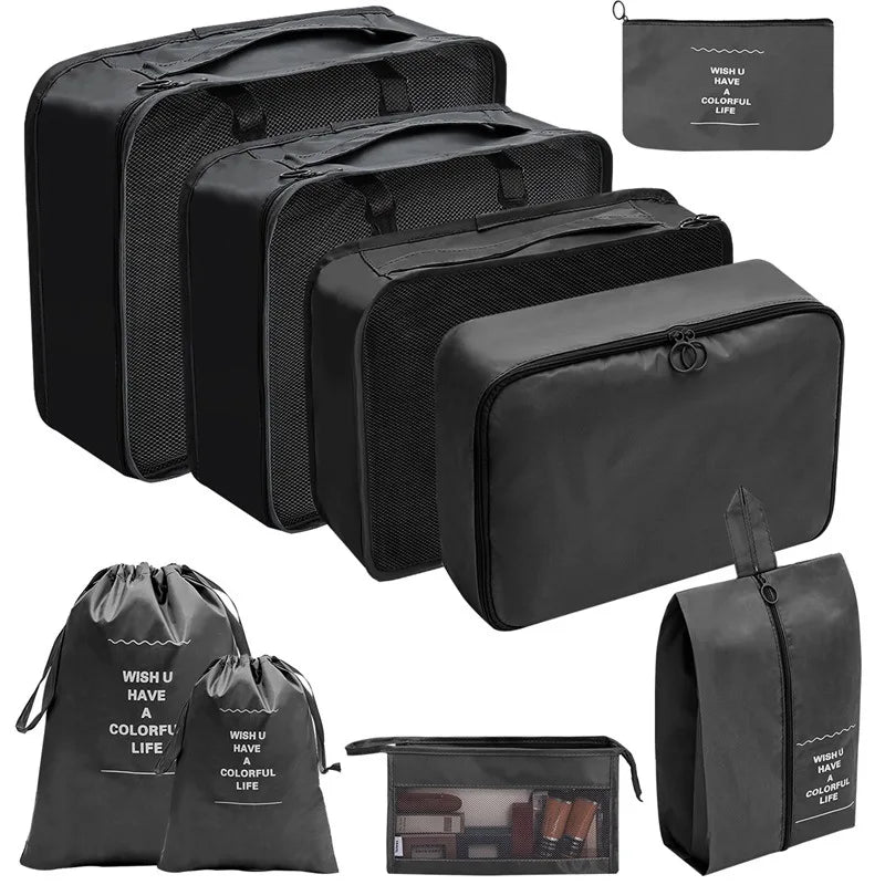 Travel Organizer Storage Bags – 7/8/9/10 Pc Packing Cubes Set for Suitcase Luggage