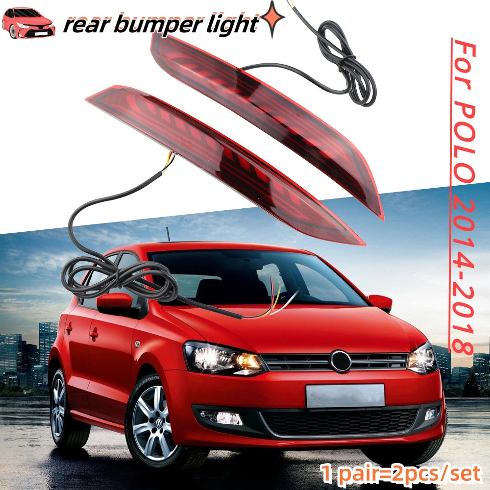 Rear Bumper Tail Brake Light Turn Signal Lamp Fit For VW Polo 2014-2018 3-in-1