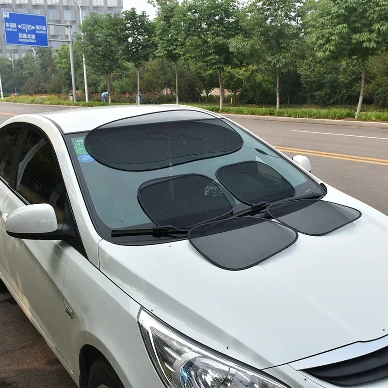 Car Window Sunshade UV Protection Mesh Cover Front Rear Side Curtain Black 1-5PCS