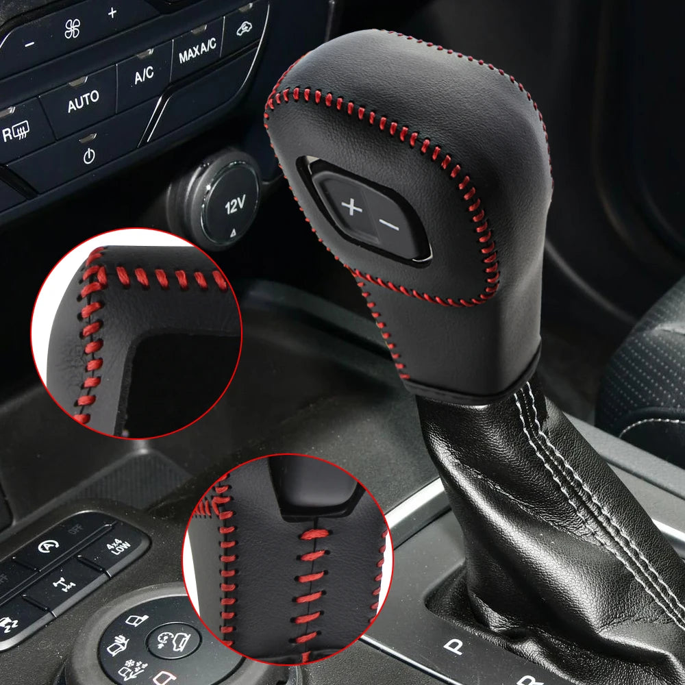 Premium Leather Gear Shift Knob Cover for Ford Everest & Ranger 2020-2022 LHD – Durable Car Accessories