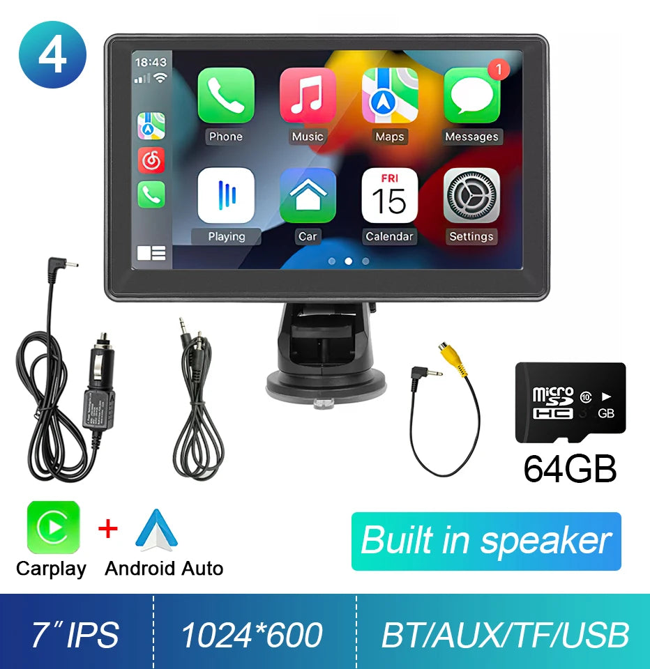 7" Touch Screen Car Stereo CarPlay Android Auto GPS Navi WiFi Radio MP5 Player