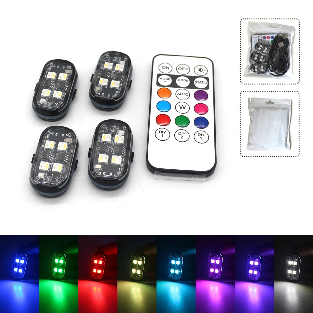 2/4/6PCS 8-Color Car Interior LED Ambient Light Kit with Remote Control – USB Powered, Easy Install, Long Standby Decorative Lights for CarsCar & Automotive Accessories