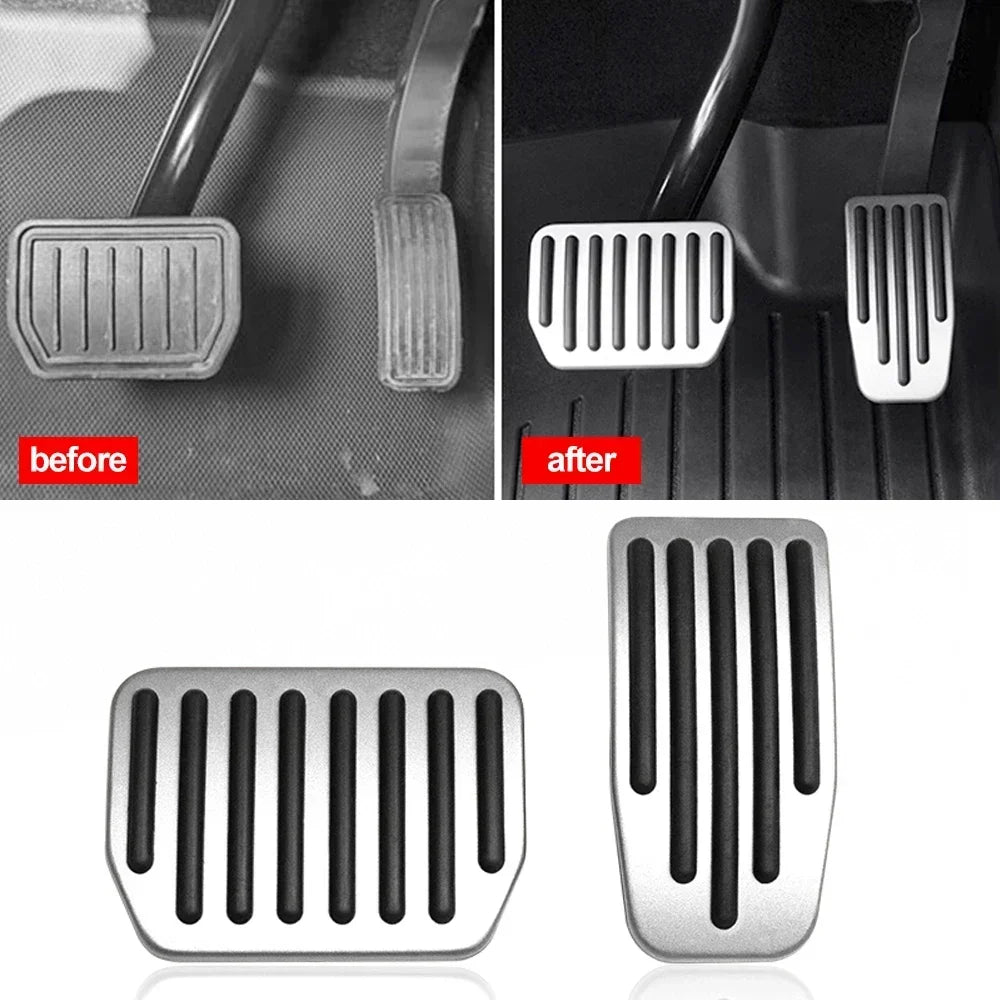Performance Aluminum Pedal Covers for Tesla Model Y & Model 3 Highland – Non-Slip Brake, Accelerator & Footrest Set
