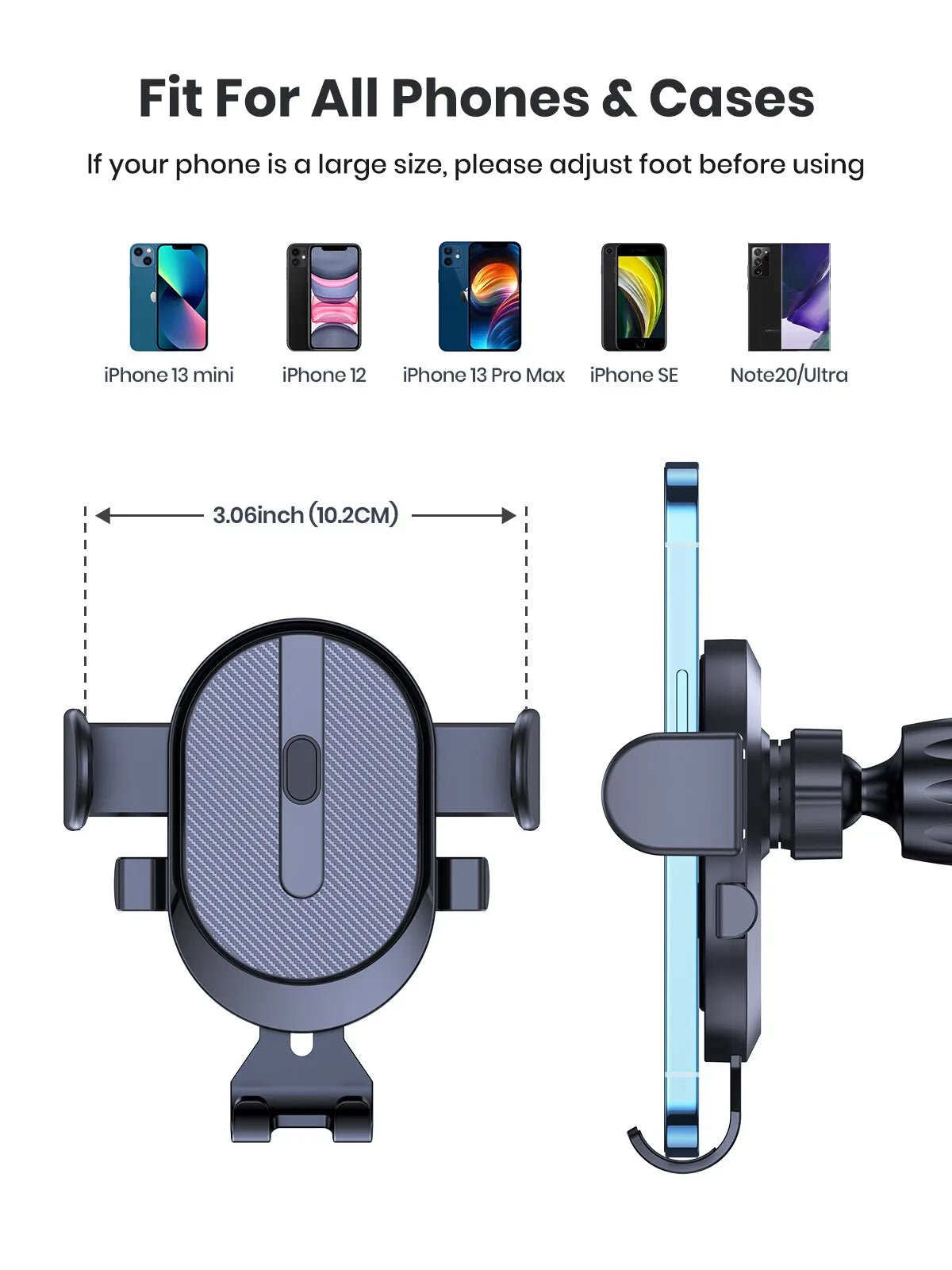 Metal Gravity Car Phone Holder Air Vent Mount with Auto-Lock Sleek Frosted Finish Universal Bracket for Vehicle