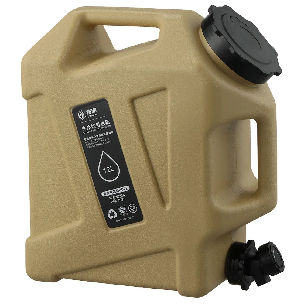 12L Portable Camping Water Container with Detachable Faucet – Large Capacity Outdoor Water Bag for Picnic & Drive