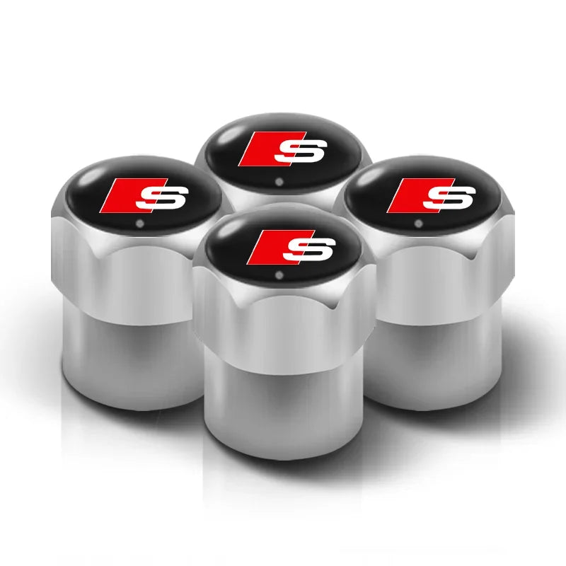 4Pcs Audi Tire Valve Stem Caps – Bolt-In Wheel Air Dust Covers for S-Line A1 A3 A4 A5 A6 A7 A8 Q3 Q5 Q7 TT RS Quattro Models