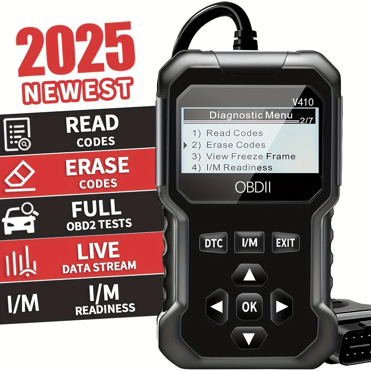 OBD2 Car Code Reader & Engine Diagnostic Scanner – Compatible with All OBDII Vehicles 1996+