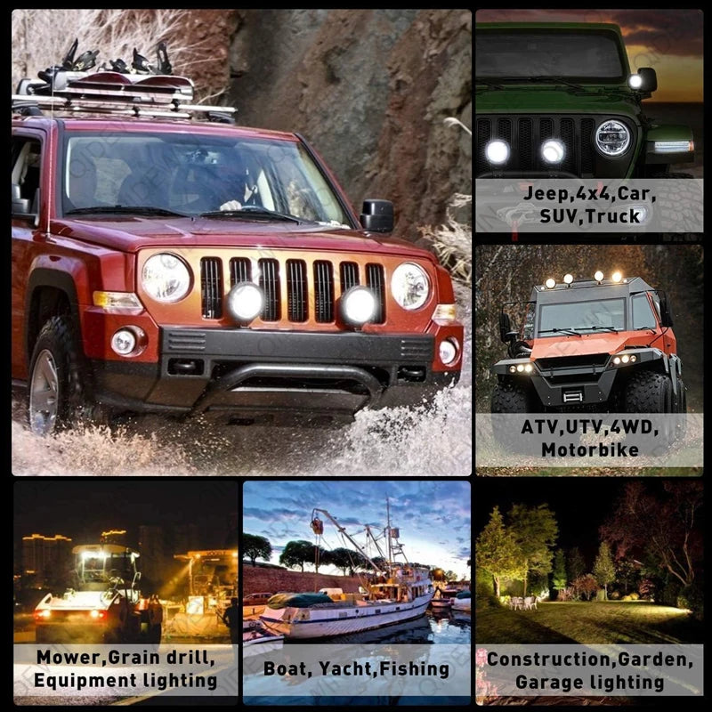 7 Inch 150W LED Work Light Bar Round Spot Driving Fog Lamp Offroad 4x4 SUV Truck 4WD