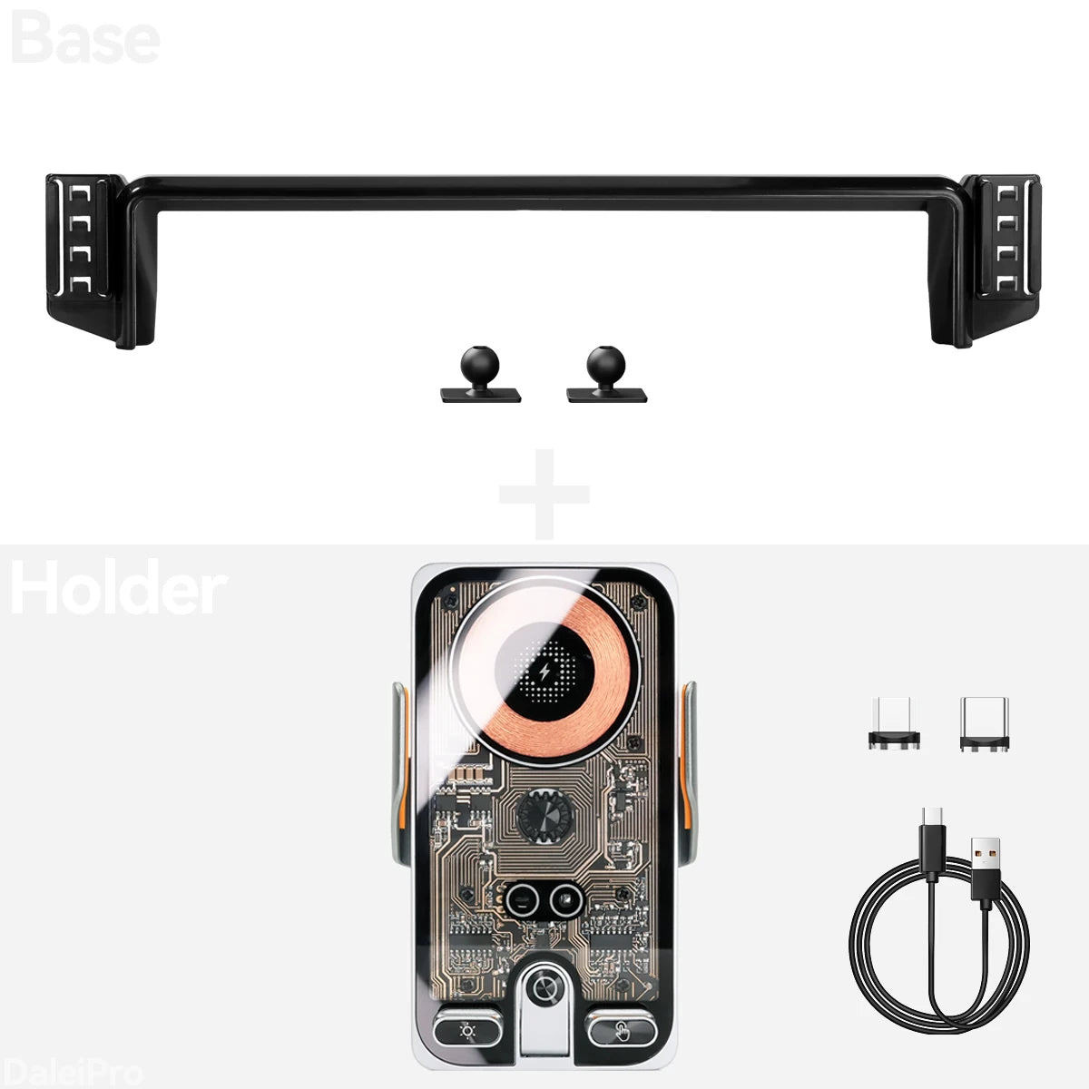 Elevate Your Driving Experience with the 2-in-1 Qi Wireless Charger Phone Mount for Toyota Hilux 2026-2027 - Perfect for Dual Phone Holders!