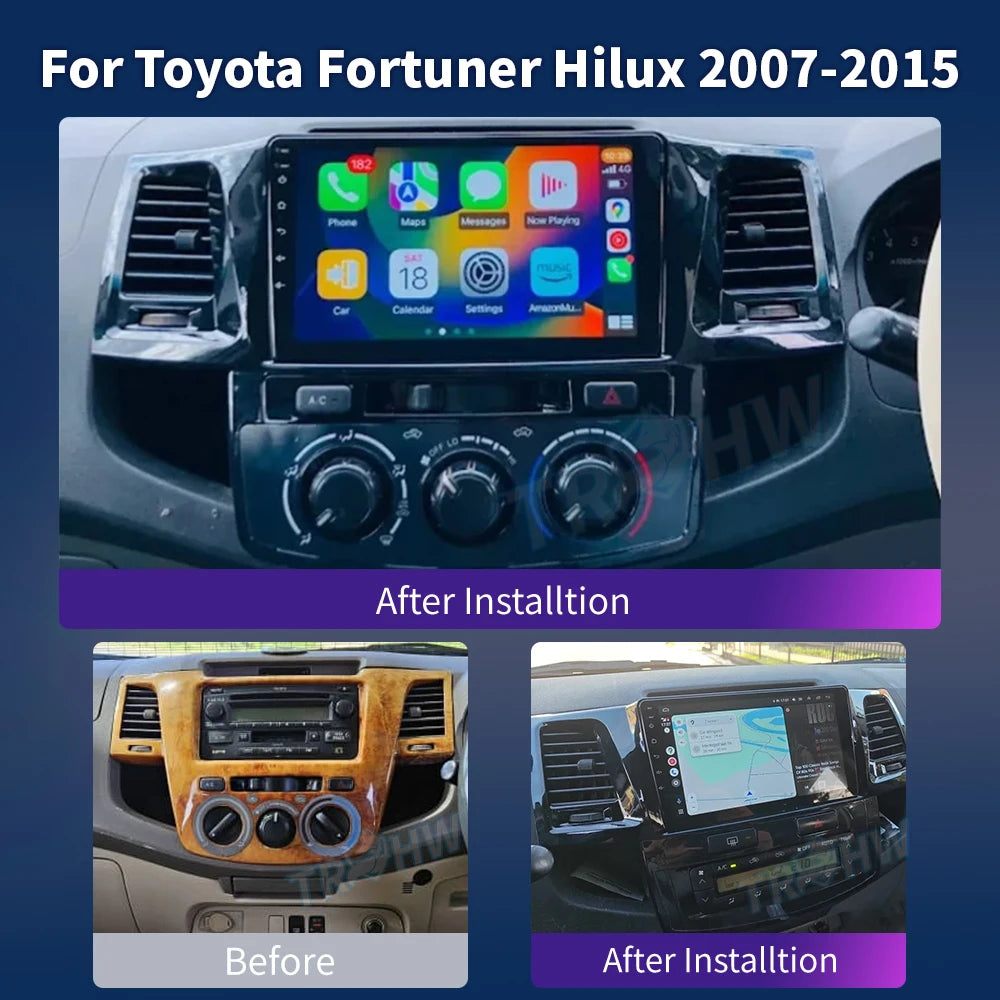 Android 13 2Din Car Stereo for Toyota Fortuner Hilux Revo Vigo 2007–2015 – GPS Navigation, CarPlay, Multimedia Video Player