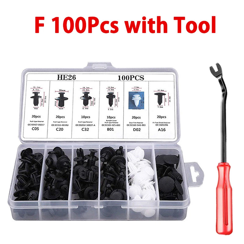 Universal Car Clips & Fasteners Kit – Retainer Pins, Rivets, Trim Panel Clips