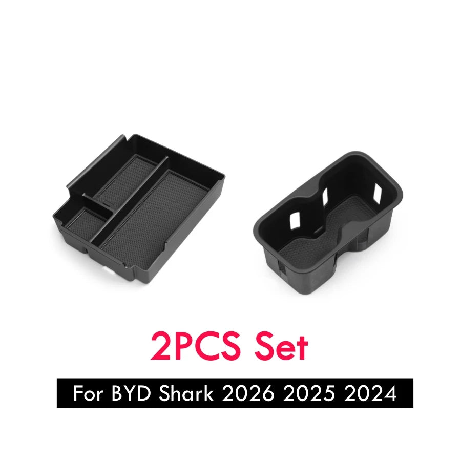 Center Console Storage Tray Armrest Organizer Box For BYD Shark 6 TPE Cup Holder