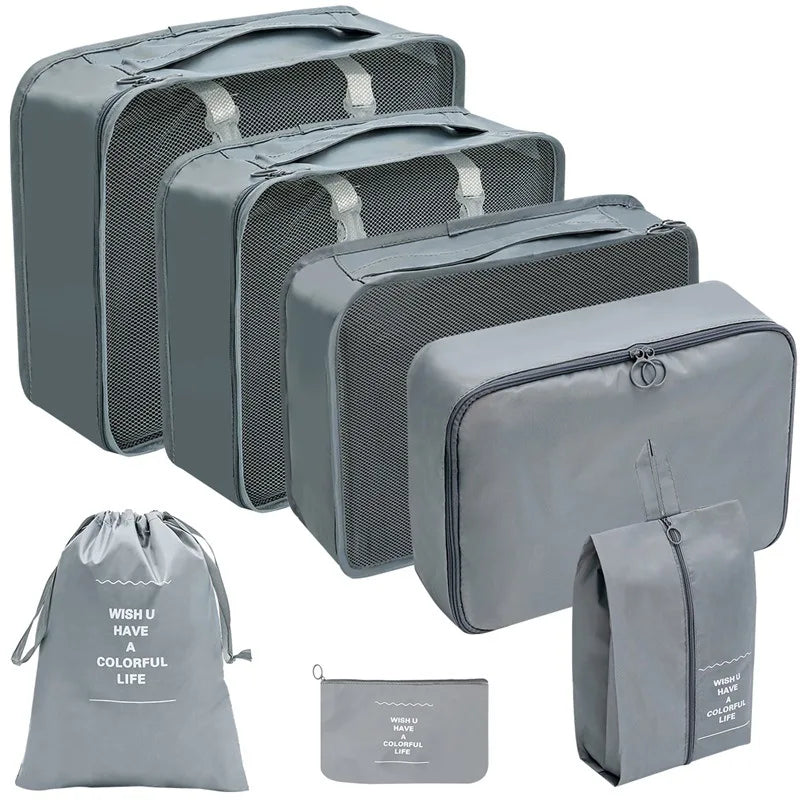 Travel Organizer Storage Bags – 7/8/9/10 Pc Packing Cubes Set for Suitcase Luggage