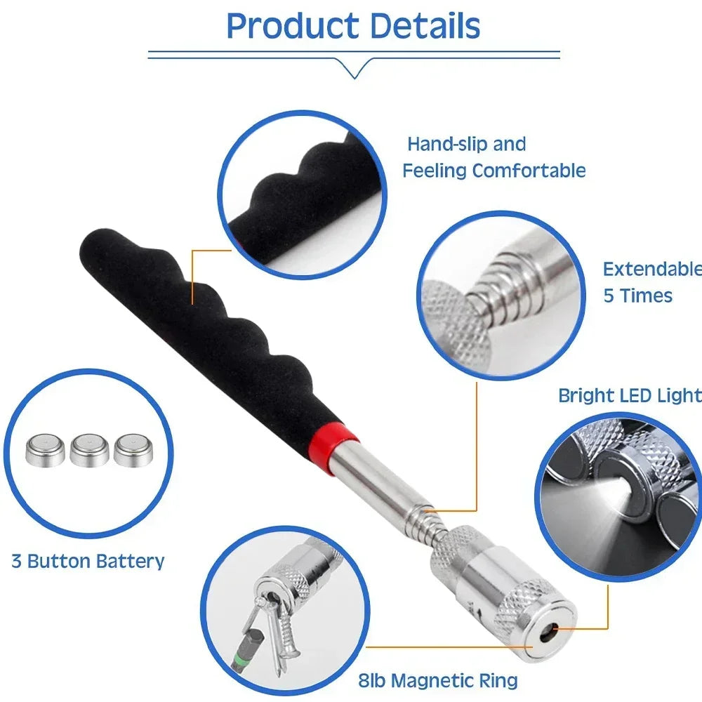 Telescopic Magnetic Pickup Tool – Adjustable Magnet Pen for Nuts, Bolts & Screws