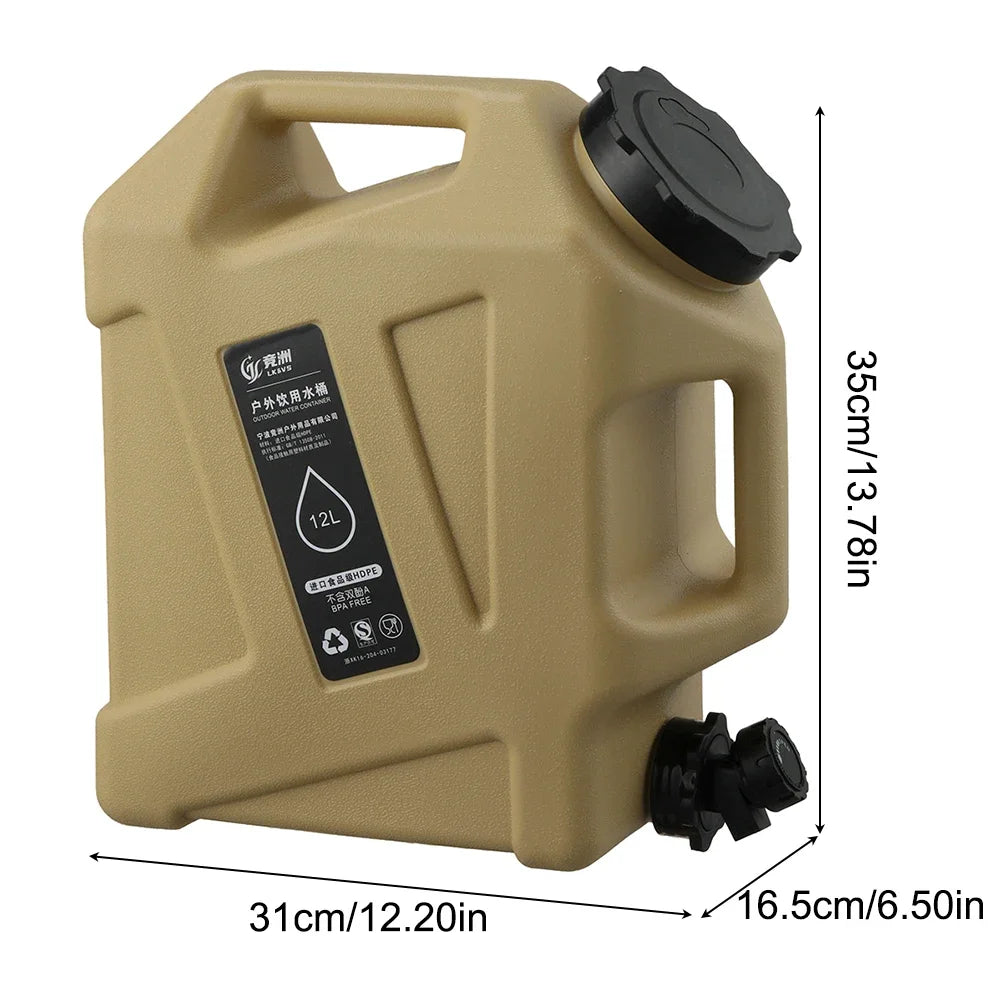 12L Portable Camping Water Container with Detachable Faucet – Large Capacity Outdoor Water Bag for Picnic & Drive