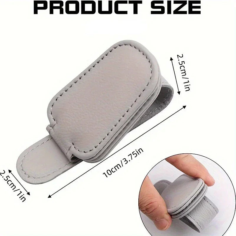 Magnetic Leather Car Sunglasses Holder Clip Sun Visor Organizer with Ticket Storage Eye-catching Glasses Case