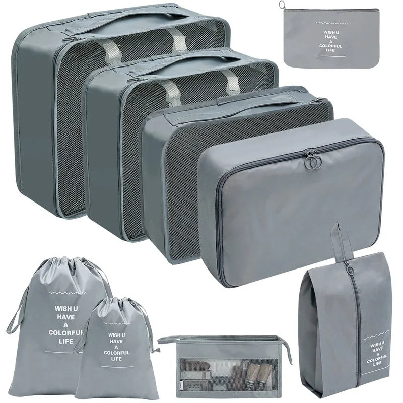 Travel Organizer Storage Bags – 7/8/9/10 Pc Packing Cubes Set for Suitcase Luggage