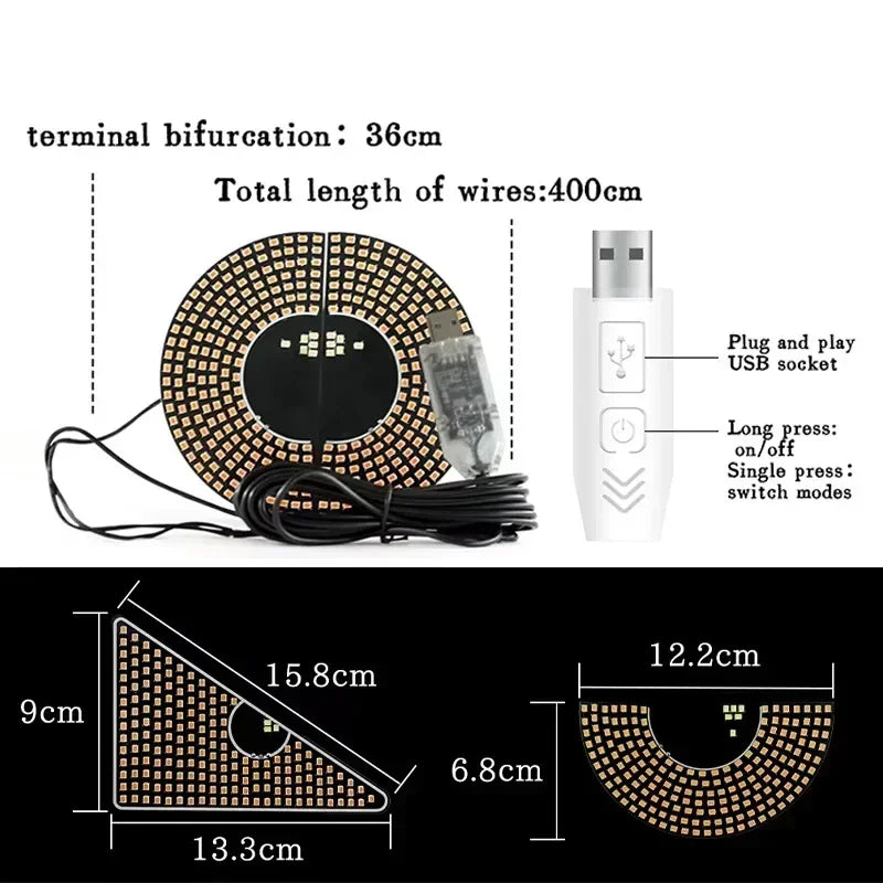 Devil’s Eyes LED Matrix Strobe Signal Lights – USB Plug-in Warning & Decoration for Car Windshields