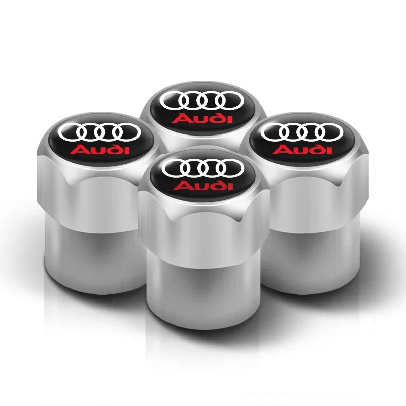 4Pcs Audi Tire Valve Stem Caps – Bolt-In Wheel Air Dust Covers for S-Line A1 A3 A4 A5 A6 A7 A8 Q3 Q5 Q7 TT RS Quattro Models
