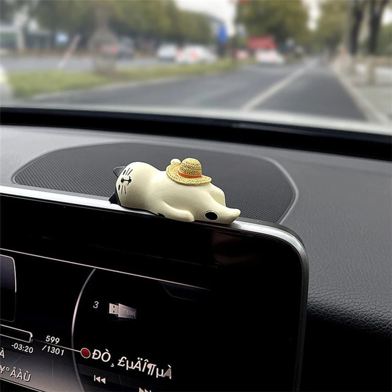 Cute Healing Kitten Dashboard Ornaments – Resin Cat Figures for Car Interior Decor & Accessories