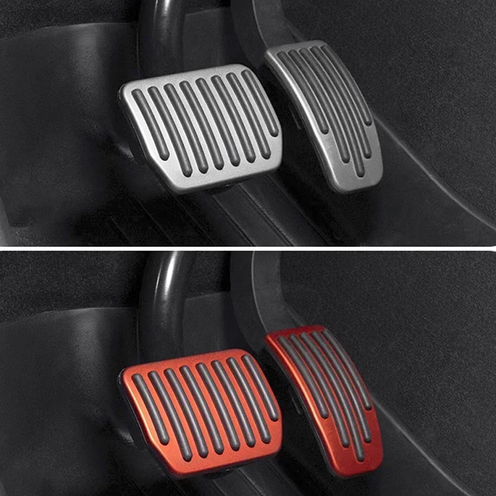 Performance Aluminum Pedal Covers for Tesla Model Y & Model 3 Highland – Non-Slip Brake, Accelerator & Footrest Set