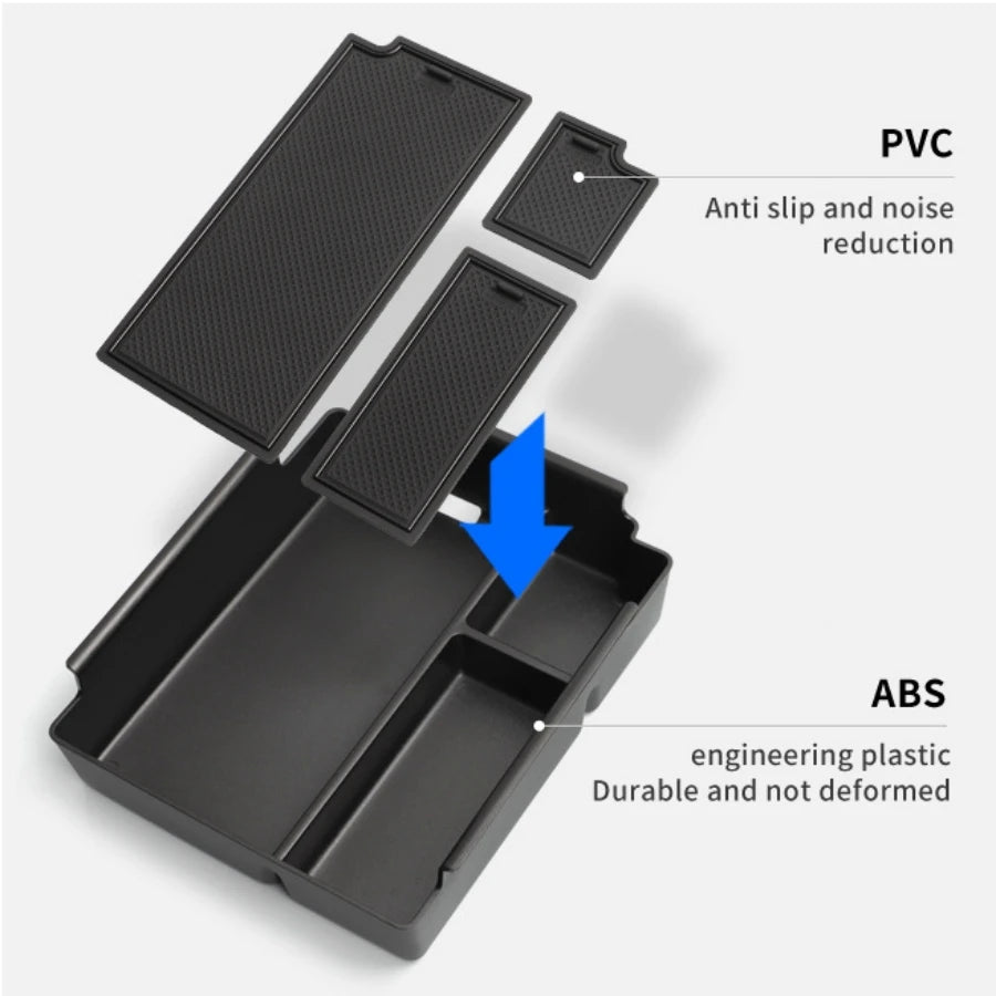 Center Console Storage Tray Armrest Organizer Box For BYD Shark 6 TPE Cup Holder
