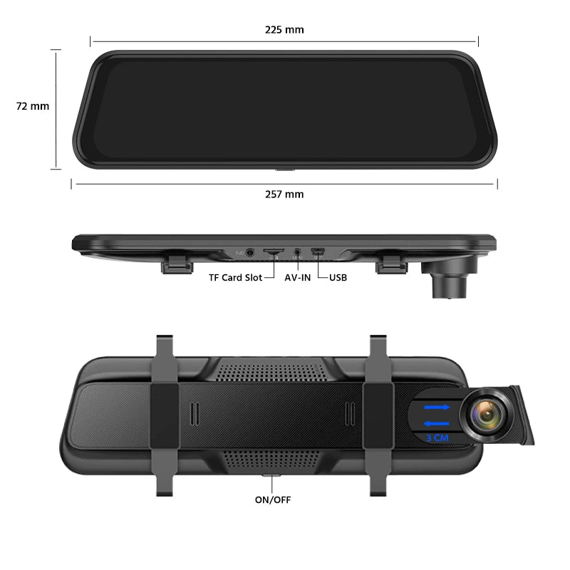 E-ACE 2K Car DVR Dash Cam Mirror WiFi GPS Night Vision 1080P Loop Recording Black Box