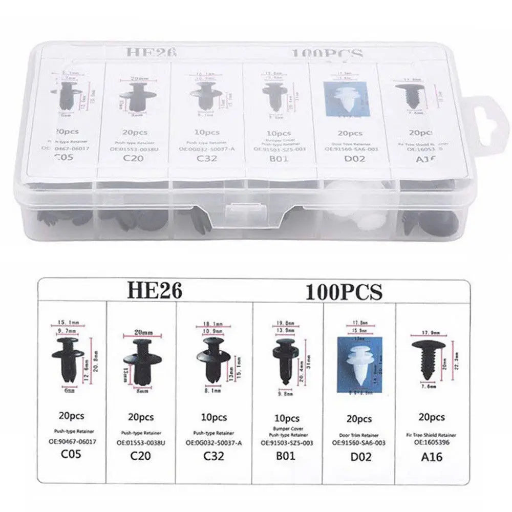 Universal Car Clips & Fasteners Kit – Retainer Pins, Rivets, Trim Panel Clips