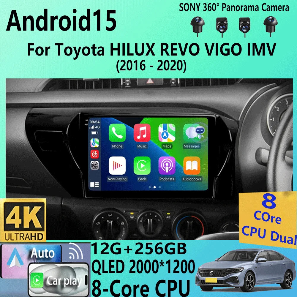 Android 15 Car Stereo GPS Multimedia Player for Toyota Hilux Revo/Vigo IMV (2016–2020) | Wireless CarPlay & Android AutoCar & Automotive Accessories