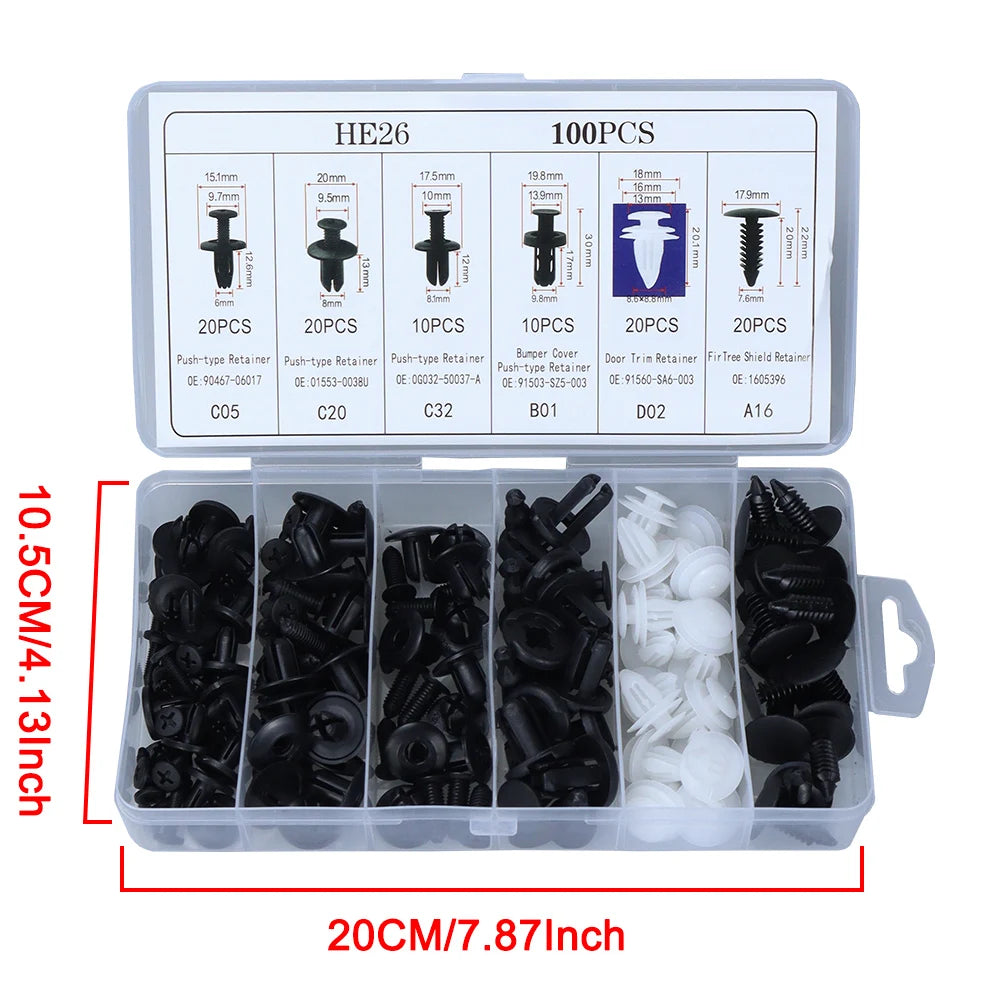 Universal Car Clips & Fasteners Kit – Retainer Pins, Rivets, Trim Panel Clips
