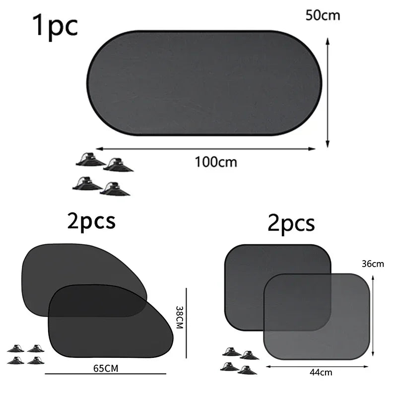 Car Window Sunshade UV Protection Mesh Cover Front Rear Side Curtain Black 1-5PCS