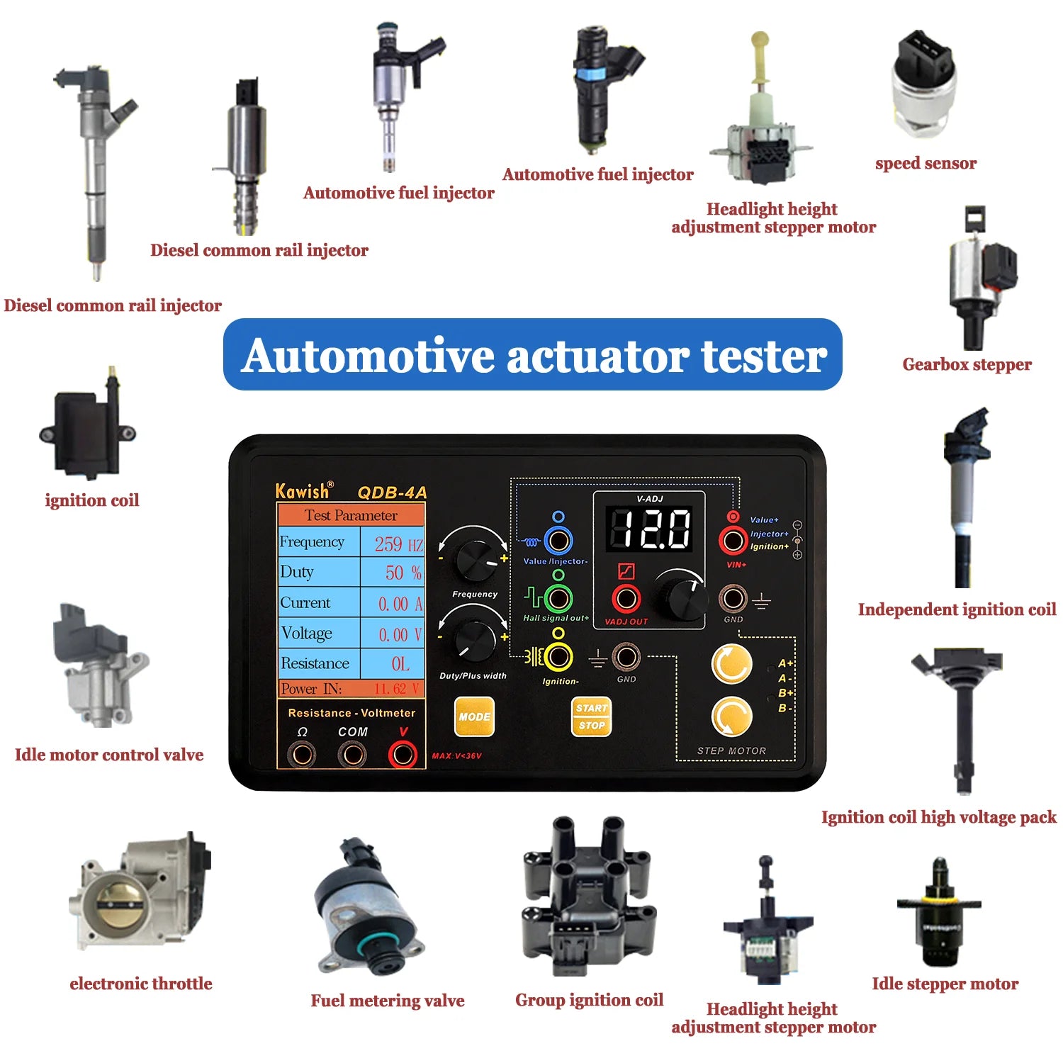 2025 Auto Ignition Coil Tester Injector Solenoid Valve Stepper Motor Fault Detector