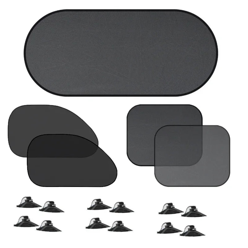Car Window Sunshade UV Protection Mesh Cover Front Rear Side Curtain Black 1-5PCS