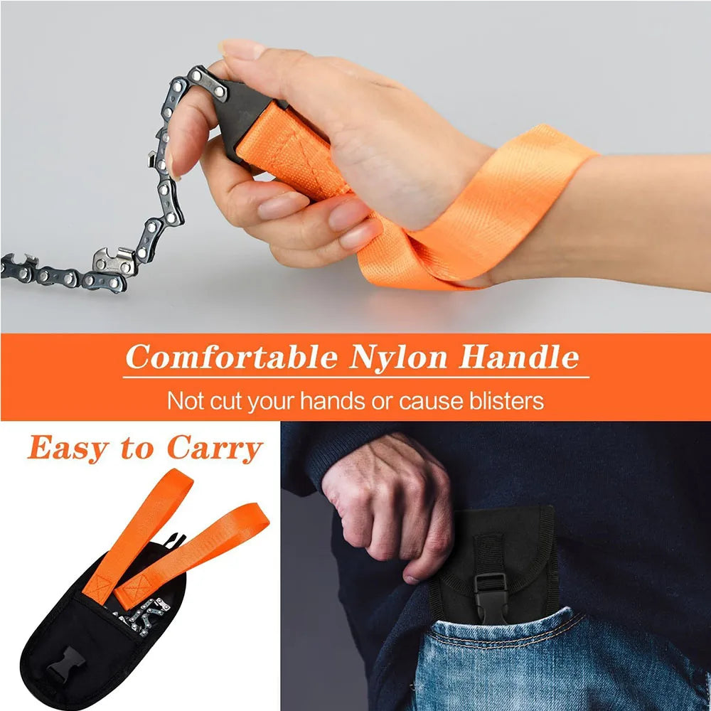 24" Portable Pocket Chain Saw – Sharp Teeth Handheld Survival & Camping Tool for Hunting & Tree CuttingOutdoor & Camping Gear