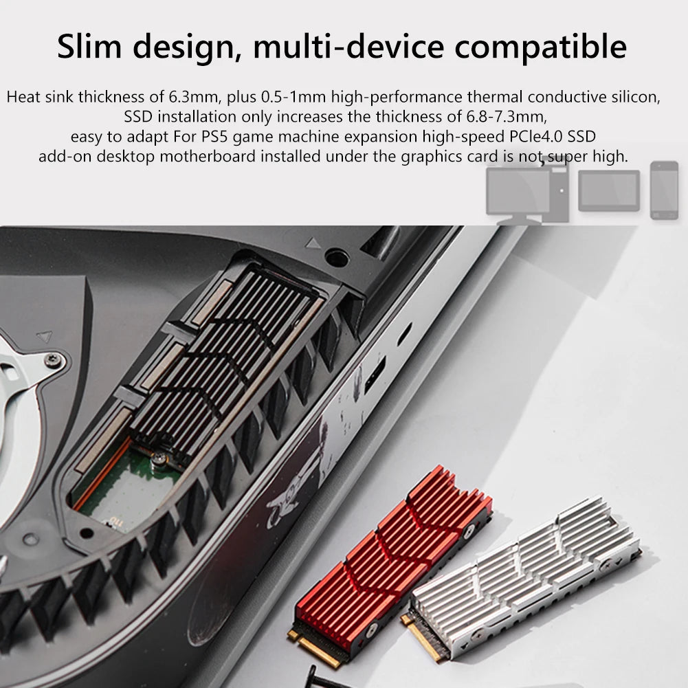 M.2 NVMe 2280 SSD Heatsink Cooler – Aluminum Alloy Heat Sink with Hollow Design & Thermal Silicone Pad for M.2 NGFF SSDsElectronics