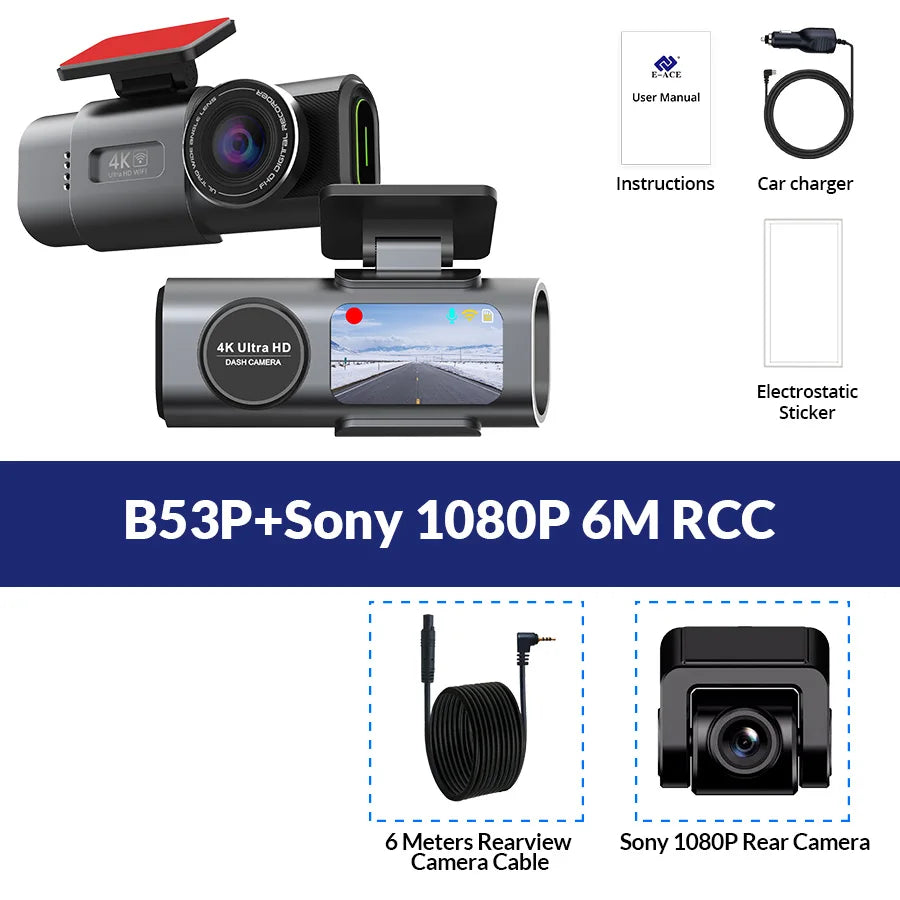 4K UHD Dash Cam Car DVR Camera WiFi GPS Night Vision Video Recorder 24H Parking