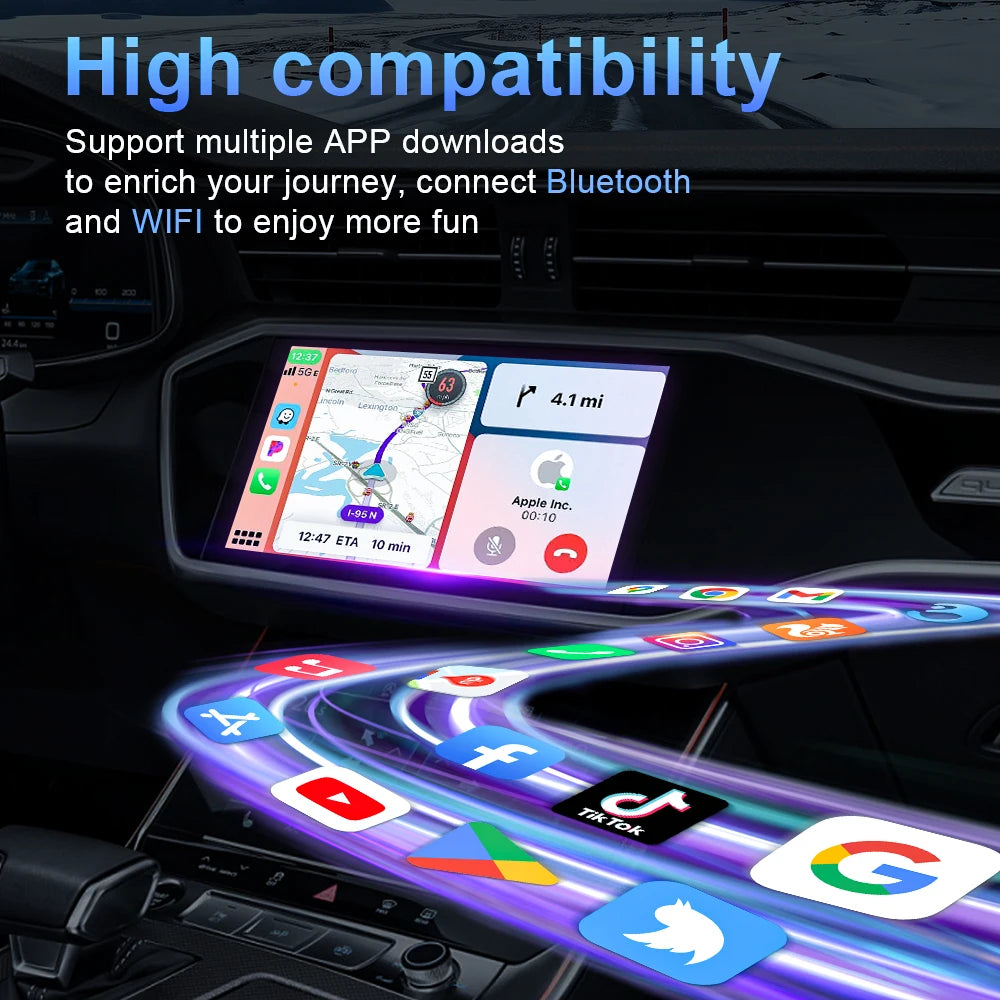 3-in-1 Wireless CarPlay & Android Auto Adapter – Plug & Play, Converts Wired to Wireless for 99% OEM Cars