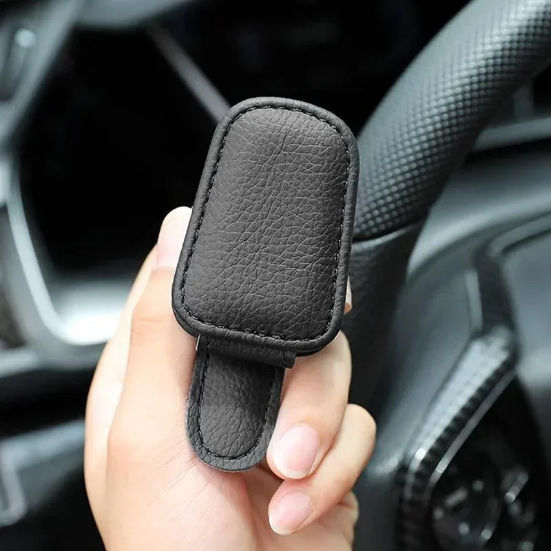 Magnetic Leather Car Sunglasses Holder Clip Sun Visor Organizer with Ticket Storage Eye-catching Glasses Case