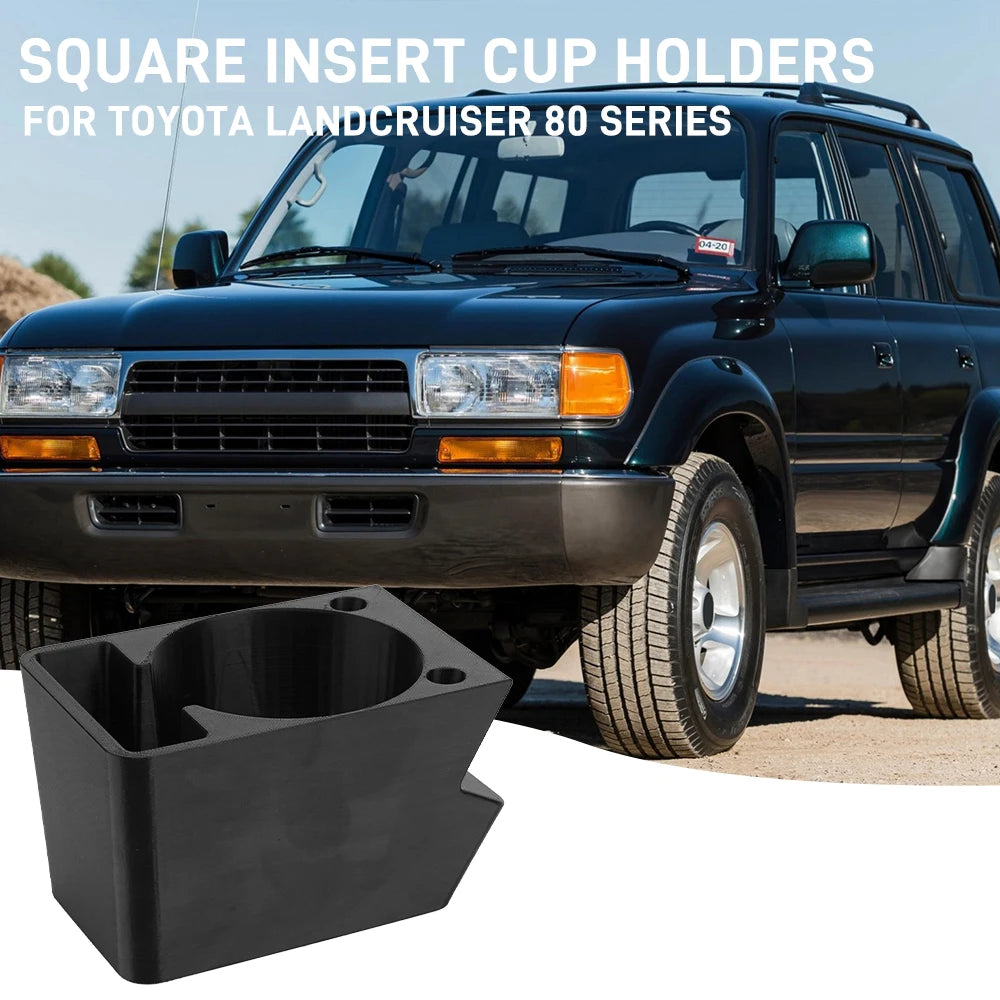 Square Insert Cup Holder Armrest Box for Toyota Landcruiser 80 Series Console Black